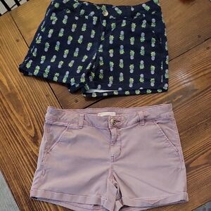 SO Women's Shorts Size 11, Set Of 2 Pairs- Navy Pineapple Print & Lavender, Y2K